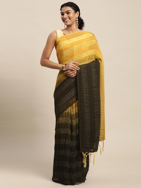 

Pratham Blue Yellow & Black Ombre Dyed Saree