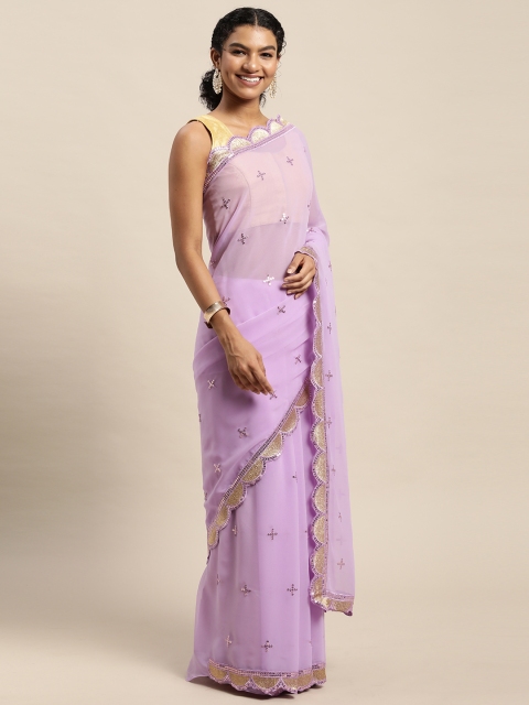 

Pratham Blue Lavender Sequinned Pure Georgette Saree