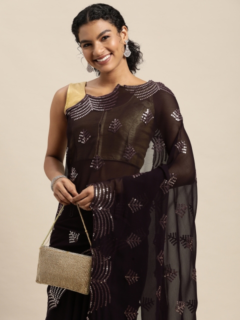 

Pratham Blue Purple Sequinned Pure Georgette Saree