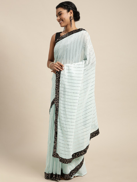 

Pratham Blue Sequinned Pure Georgette Saree