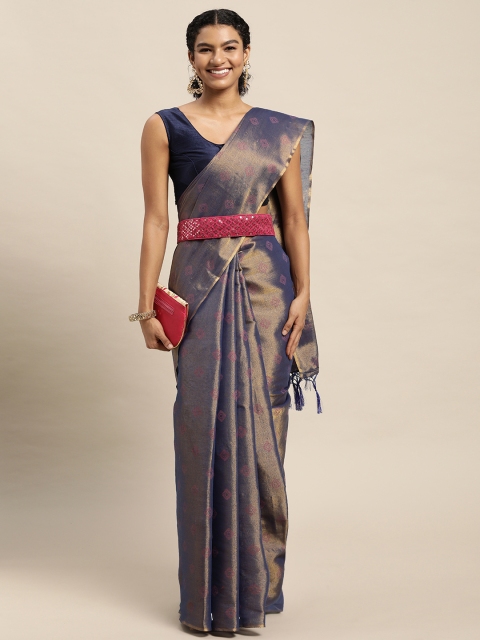 

Pratham Blue Purple Ethnic Motifs Printed Saree