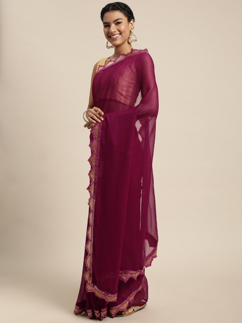 

Pratham Blue Maroon Solid Saree