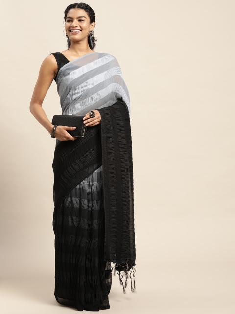 

Pratham Blue Black & Grey Ombre Dyed Saree
