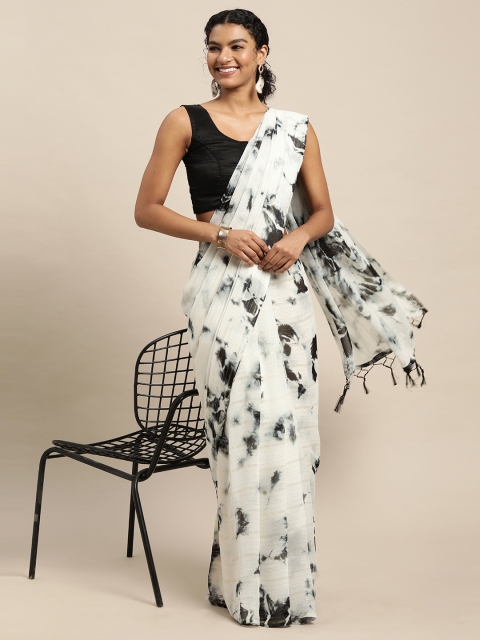 

Pratham Blue White & Black Tie and Dye Saree