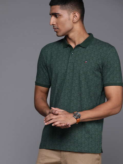 

Louis Philippe Sport Men Green & Grey Printed Polo Collar T-shirt