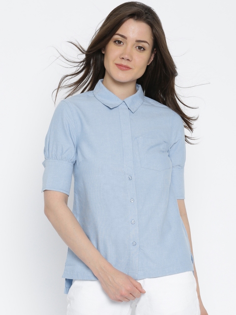 

Vero Moda Women Blue Regular Fit Chambray Casual Shirt