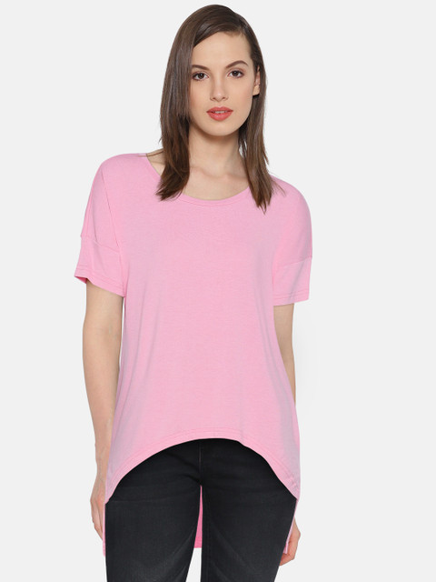 

Vero Moda Women Pink Solid High-Low Top