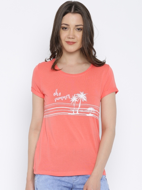 Vero Moda Women Coral Printed Top