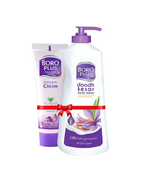 

BOROPLUS Set of Doodh Kesar Body Lotion 400 ml & Antiseptic Cream 120 ml, White