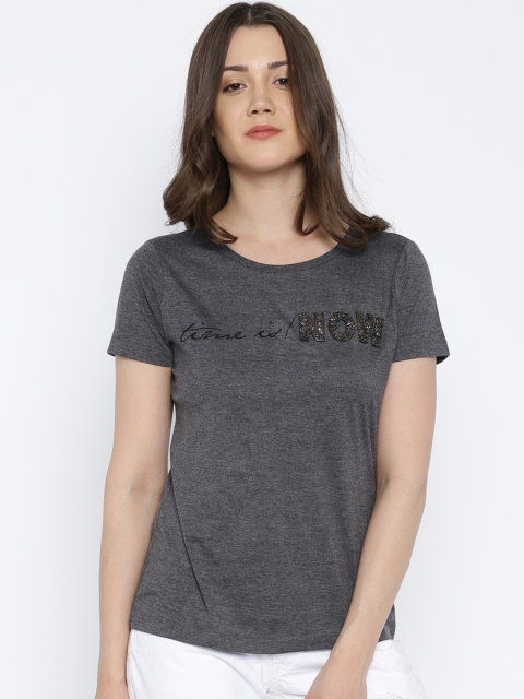 

Vero Moda Women Charcoal Grey Solid Regular Top