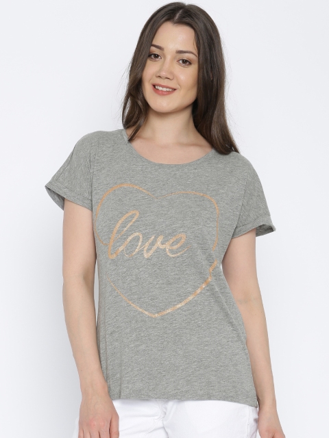 

Vero Moda Women Grey Melange Round Neck T-shirt