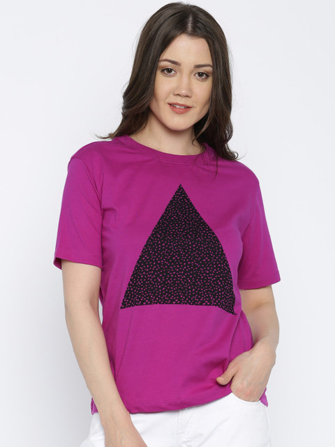 

Vero Moda Women Purple Printed Round Neck T-shirt