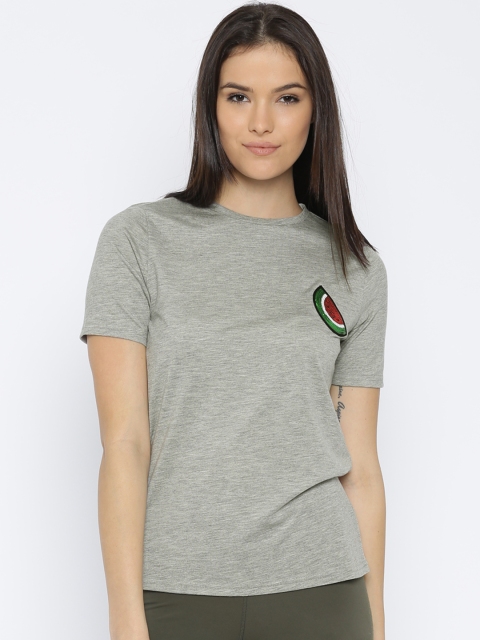 

Vero Moda Women Grey Solid Round Neck T-shirt