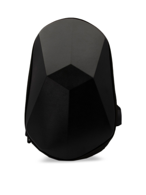 

ELOPPE Black Colourblocked Leather Crossbody Backpack