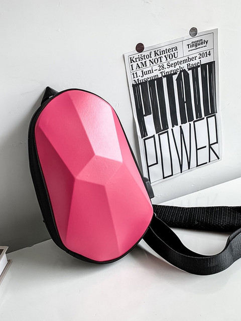 

ELOPPE Pink Leather Structured Solid Hardshell Sling Bag