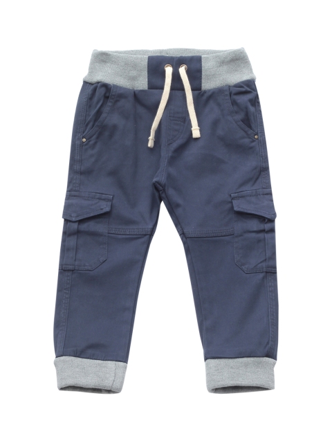 

Lil Lollipop Kids Navy Blue Regular Fit Solid Cotton Joggers