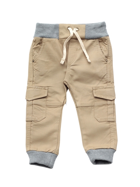 

Lil Lollipop Kids Beige & Grey Cotton Cargo Joggers Trousers