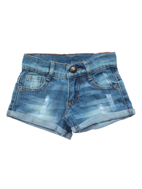 

Lil Lollipop Girls Blue Washed Pure Cotton Denim Shorts