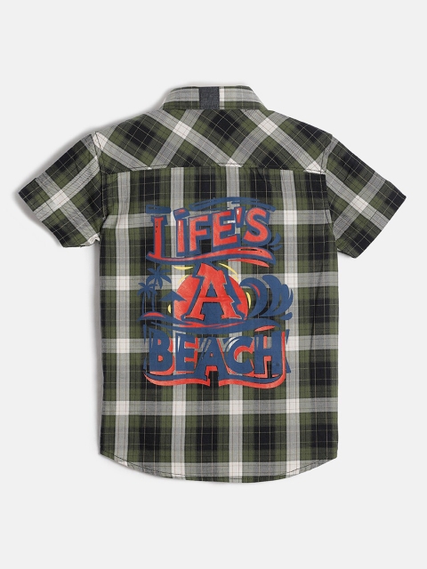 

JusCubs Boys Green Comfort Tartan Checks Checked Casual Shirt