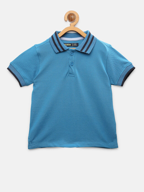 

NYNSH- PlusS Kids Boys Turquoise Blue Polo Collar T-shirt