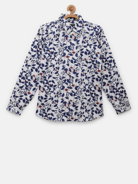 

NYNSH- PlusS Kids Boys White Printed Casual Shirt