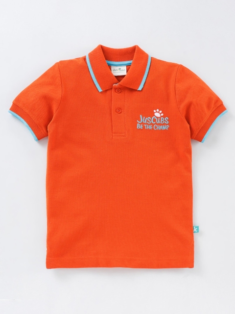 

JusCubs Boys Orange Solid Polo Collar Cotton T-shirt