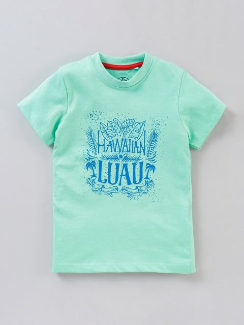 

JusCubs Boys Green Typography Printed Outdoor T-shirt
