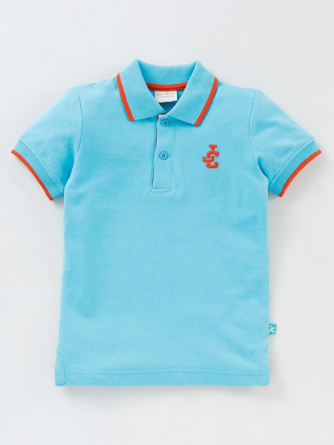 

JusCubs Boys Blue Polo Collar Cotton T-shirt