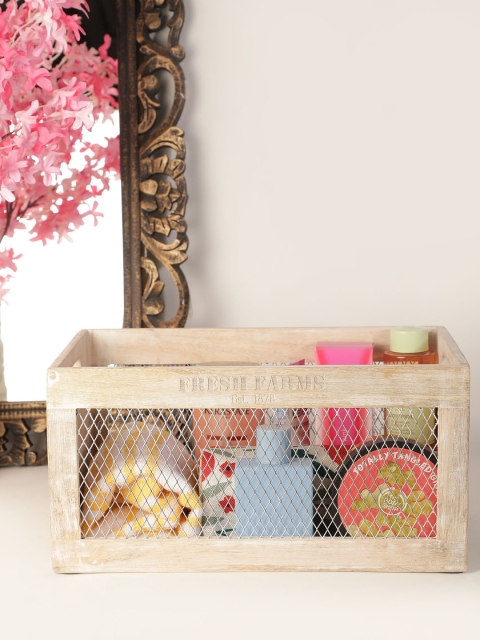 

NURTURE INDIA Beige Wooden White Washed Vegetable Crate