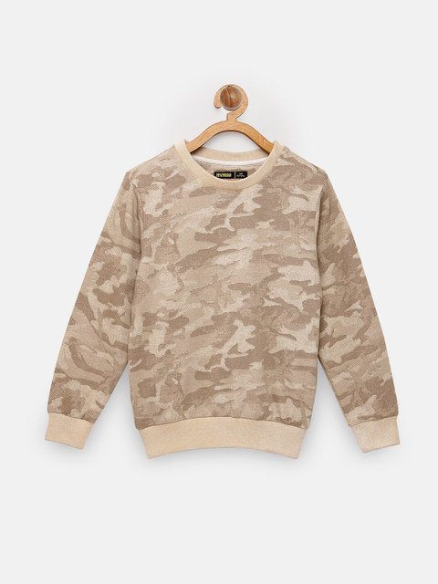 

NYNSH- PlusS Kids Boys Brown Camouflage Printed Cotton Pullover Sweatshirt
