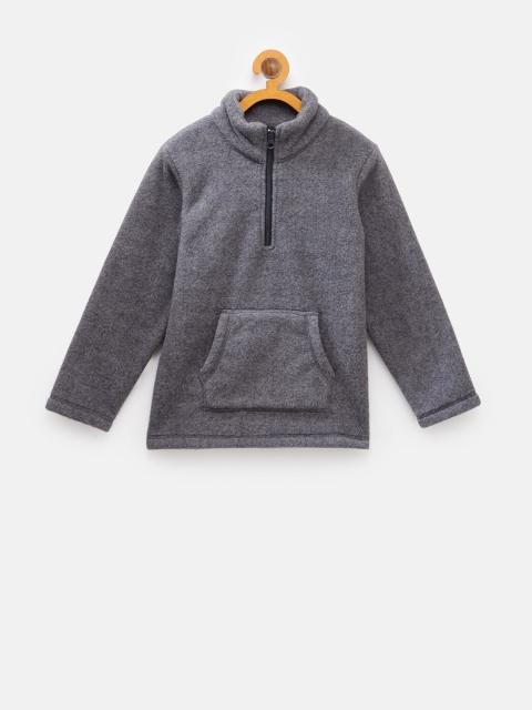 

NYNSH- PlusS Boys Grey Solid Mock Collar Cotton Sweatshirt