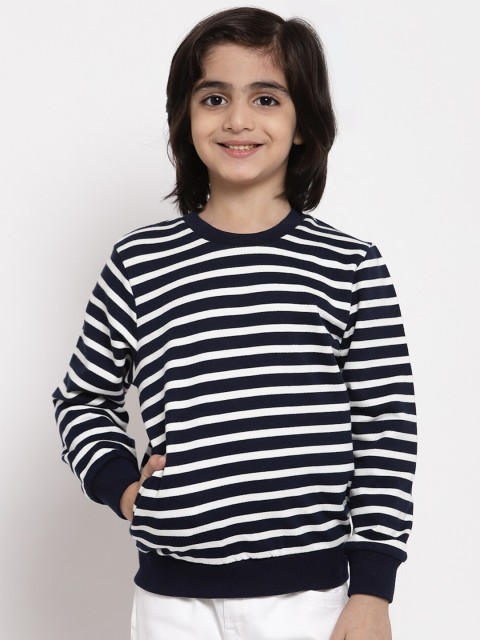 

NYNSH- PlusS Kids Boys Navy Blue Striped Cotton Sweatshirt