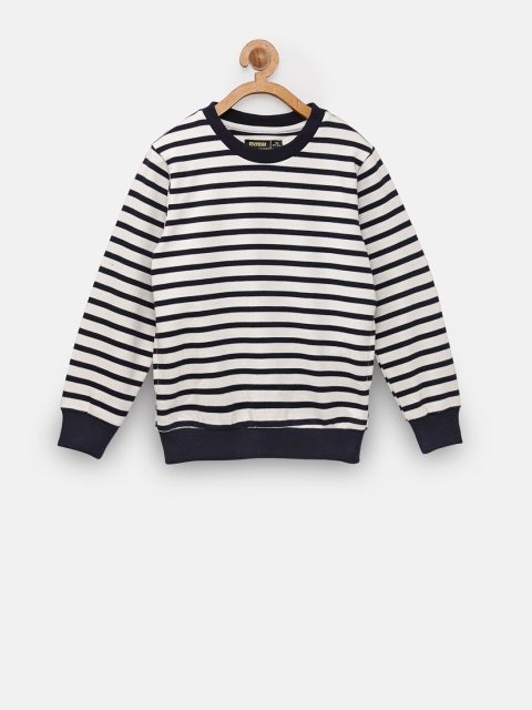 

NYNSH- PlusS Kids Boys White & Navy Blue Striped Sweatshirt