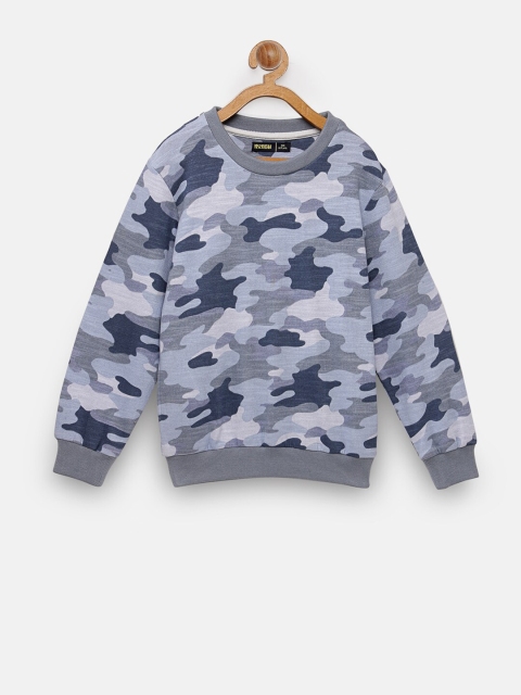 

NYNSH- PlusS Kids Boys Blue Printed Round Neck Cotton Sweatshirt