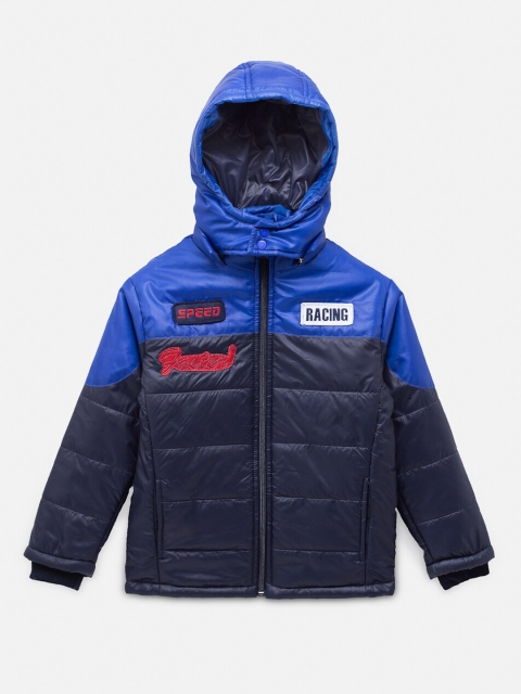 

NYNSH- PlusS Kids Boys Navy Blue & Blue Colourblocked Hooded Padded Jacket