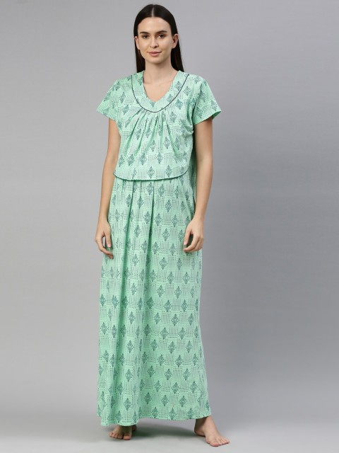 

GOLDSTROMS Green Printed Maternity Maxi Nightdress