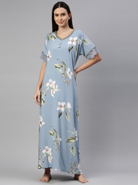 

GOLDSTROMS Blue Floral Printed Maxi Nightdress