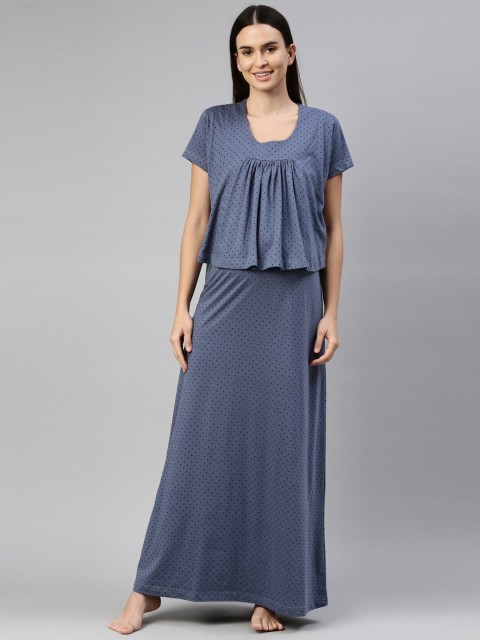 

GOLDSTROMS Blue Printed Hosiery Maternity Feeding Maxi Nightdress
