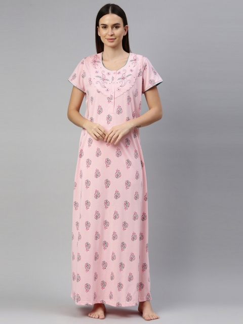 

GOLDSTROMS Women Pink Floral Printed Maxi Nightdress
