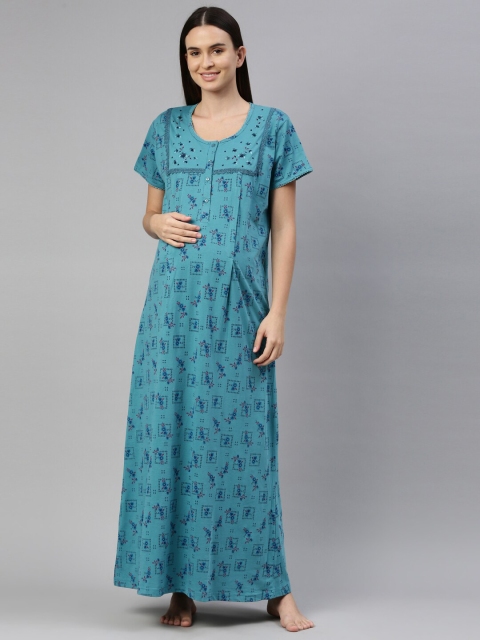 

GOLDSTROMS Sea Green Printed Maternity Maxi Nightdress