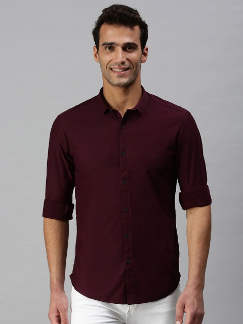

SHOWOFF Men Magenta Classic Slim Fit Cotton Casual Shirt