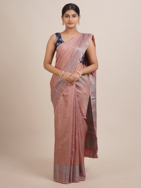 

Pothys Rose & Silver Ethnic Motifs Zari Jute Silk Saree