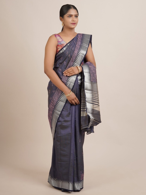 

Pothys Navy Blue Woven Design Zari Jute Silk Saree