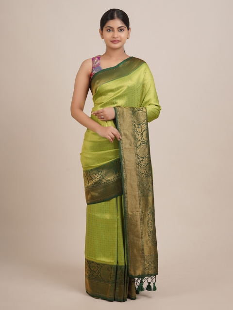 

Pothys Green & Gold-Toned Woven Design Zari Jute Silk Saree