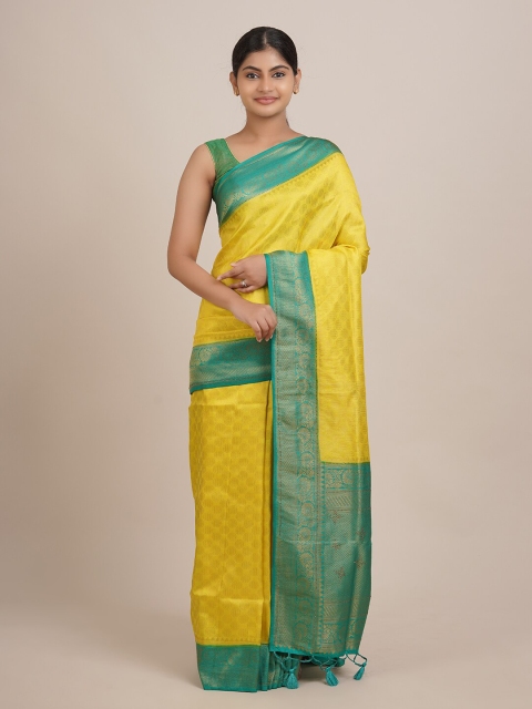 

Pothys Yellow & Green Woven Design Zari Jute Silk Saree