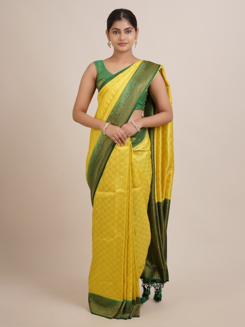 

Pothys Yellow & Green Woven Design Zari Jute Silk Saree
