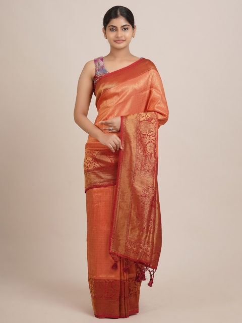 

Pothys Rust Ethnic Motifs Zari Jute Silk Saree