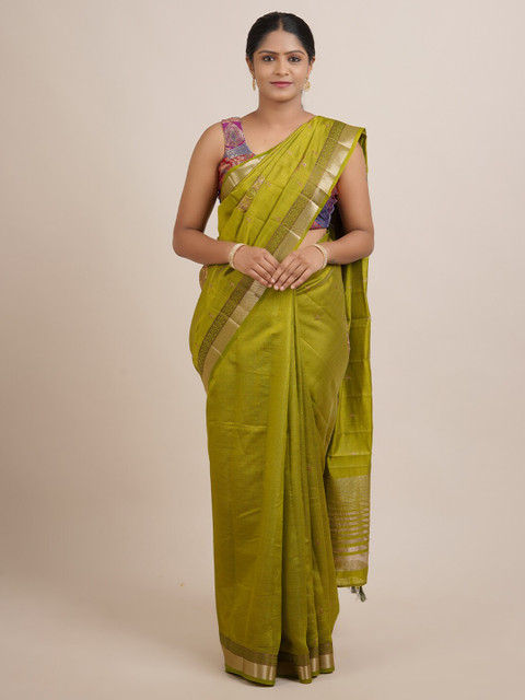 

Pothys Green Woven Design Jute Silk Saree