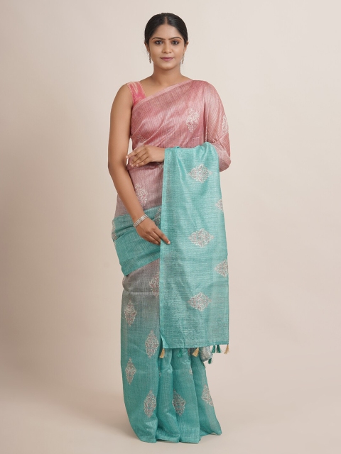 

Pothys Pink & Blue Ethnic Motifs Jute Silk Saree