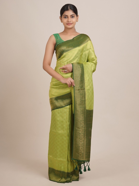 

Pothys Green & Gold-Toned Woven Design Zari Jute Silk Saree